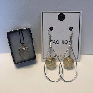 Real Dried Dandelion Jewelry Set